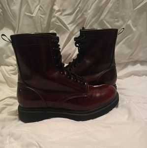Women's Maroon Combat Boots